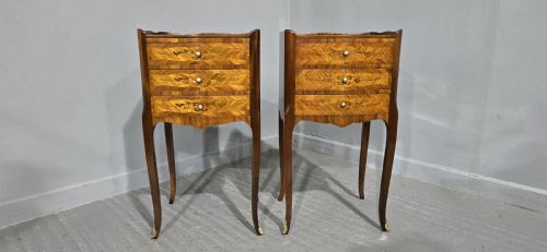 fig 1. Pair French Marquetry Bedside Chests of Drawers