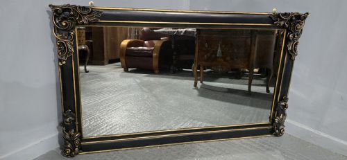 SUPER EBONISED AND GILT OVERMANTLE MIRROR - ADDITIONAL PHOTO 1