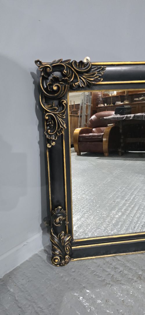 SUPER EBONISED AND GILT OVERMANTLE MIRROR - ADDITIONAL PHOTO 2