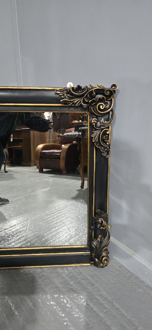 SUPER EBONISED AND GILT OVERMANTLE MIRROR - ADDITIONAL PHOTO 3