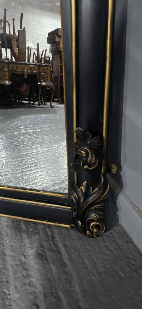 SUPER EBONISED AND GILT OVERMANTLE MIRROR - ADDITIONAL PHOTO 4