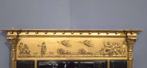 SUPERB REGENCY TRIPTYCH GILT OVERMANTLE MIRROR - ADDITIONAL PHOTO 3