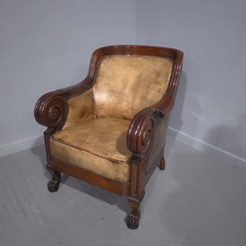 OUTSTANDING LIBRARY CHAIR IN THE MANNER OF GEORGE BULLOCK - ADDITIONAL PHOTO 1