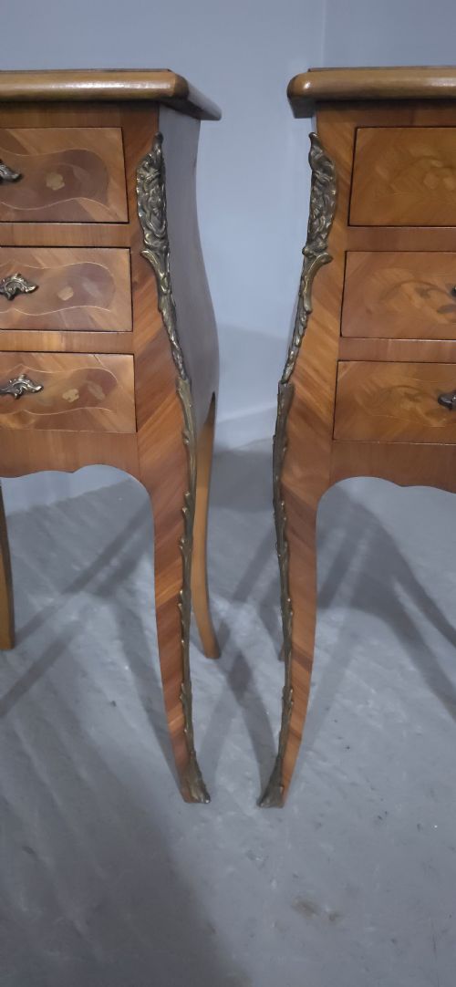 PAIR FRENCH BEDSIDE LAMP CHESTS OF DRAWERS - ADDITIONAL PHOTO 1