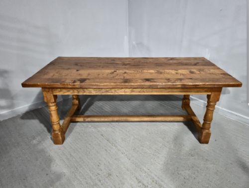 SUPERB GOLDEN OAK PLANK DINING REFRECTORY KITCHEN FARMHOUSE TABLE - ADDITIONAL PHOTO 2