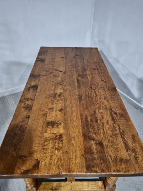 SUPERB GOLDEN OAK PLANK DINING REFRECTORY KITCHEN FARMHOUSE TABLE - ADDITIONAL PHOTO 5