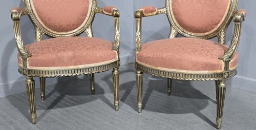 PAIR FRENCH SILVER GILT ELBOW CHAIRS - ADDITIONAL PHOTO 1