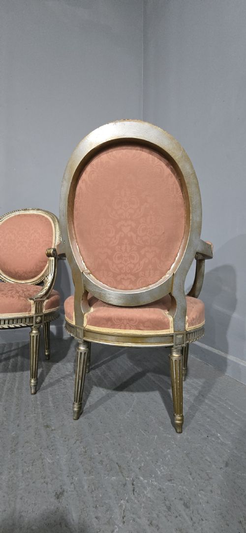 PAIR FRENCH SILVER GILT ELBOW CHAIRS - ADDITIONAL PHOTO 9