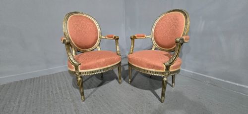 PAIR FRENCH SILVER GILT ELBOW CHAIRS - ADDITIONAL PHOTO 14