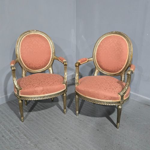 PAIR FRENCH SILVER GILT ELBOW CHAIRS - ADDITIONAL PHOTO 2