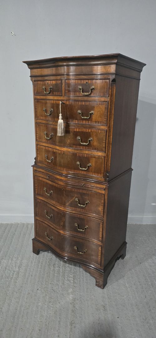 fig 1. Super Mahogany Serpentine Chest on Chest of Drawers