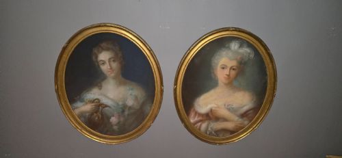 LARGE PAIR PASTELS IN GILT FRAMES - ADDITIONAL PHOTO 2