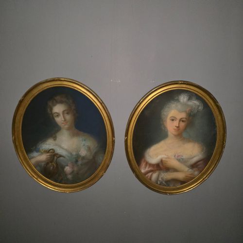 LARGE PAIR PASTELS IN GILT FRAMES - ADDITIONAL PHOTO 1