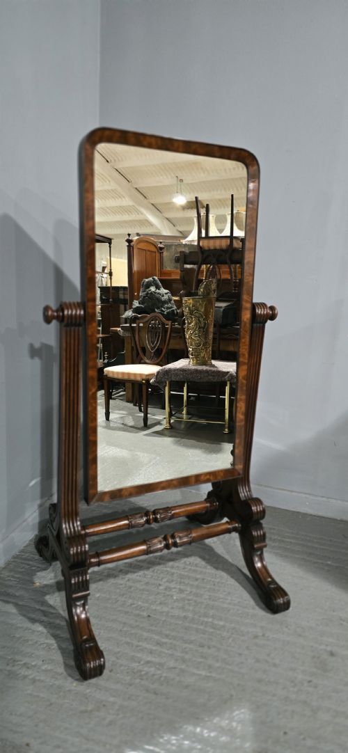 FINE REGENCY MAHOGANY CHEVAL MIRROR - ADDITIONAL PHOTO 2