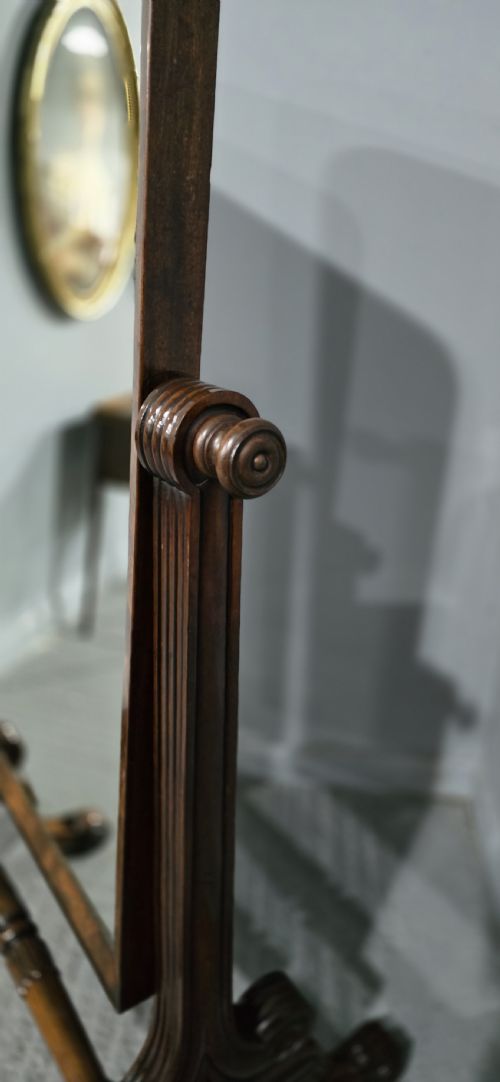 FINE REGENCY MAHOGANY CHEVAL MIRROR - ADDITIONAL PHOTO 5