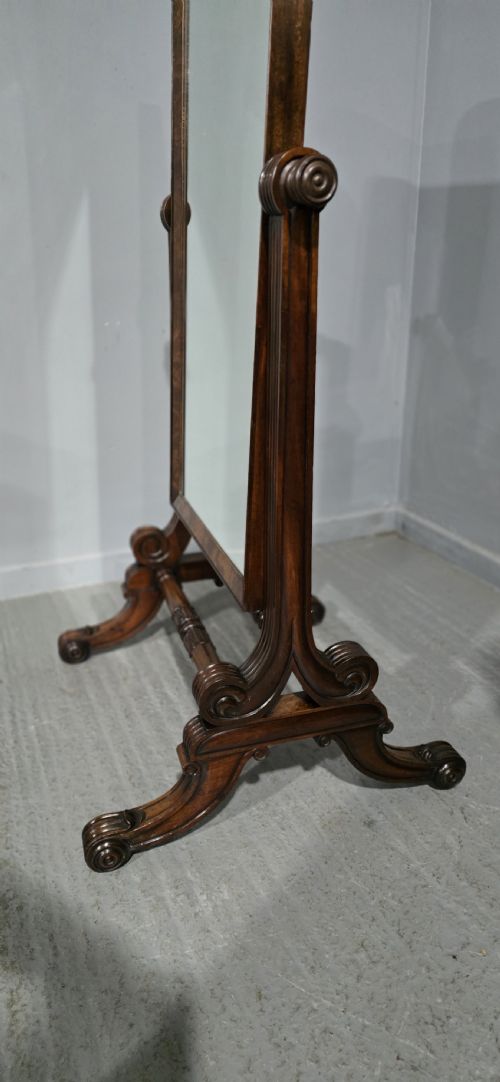 FINE REGENCY MAHOGANY CHEVAL MIRROR - ADDITIONAL PHOTO 6