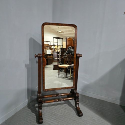 FINE REGENCY MAHOGANY CHEVAL MIRROR - ADDITIONAL PHOTO 1