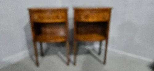 fig 1. Fine Pair English Mahogany Bedside Lamp Cabinets