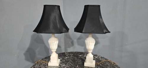 WONDERFUL PAIR MARBLE TABLE LAMPS - ADDITIONAL PHOTO 1