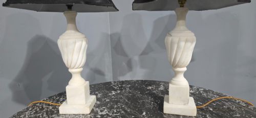 WONDERFUL PAIR MARBLE TABLE LAMPS - ADDITIONAL PHOTO 4