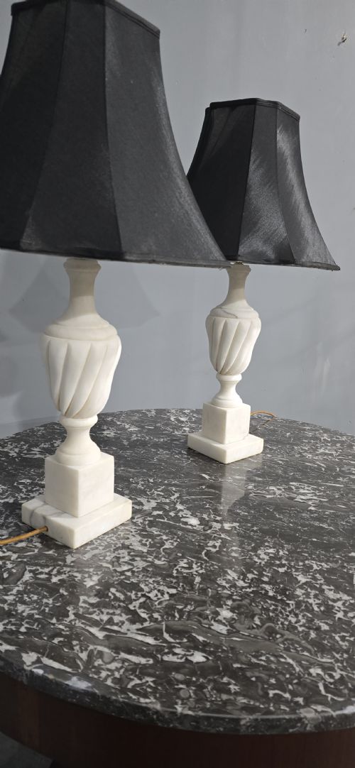WONDERFUL PAIR MARBLE TABLE LAMPS - ADDITIONAL PHOTO 7