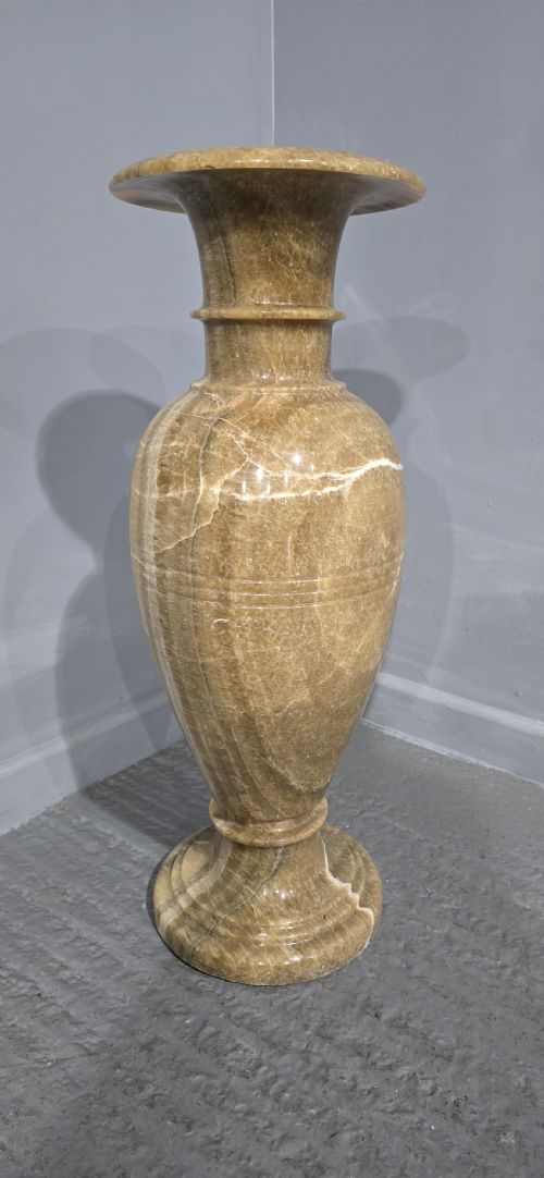 HUGE CARVED ALABASTER VASE - ADDITIONAL PHOTO 2