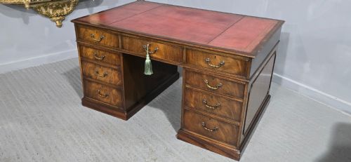 SUPERB MAHOGANY PARTNERS DESK - ADDITIONAL PHOTO 7