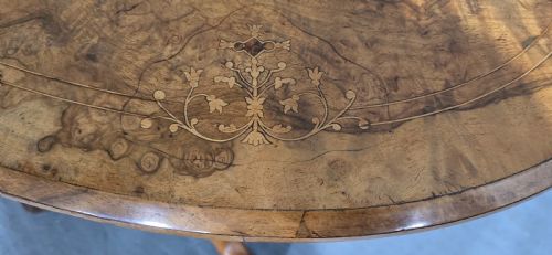 FINE VICTORIAN BURR WALNUT INLAID CENTRE TABLE - ADDITIONAL PHOTO 6
