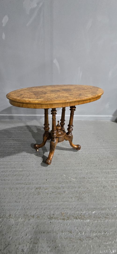 FINE VICTORIAN BURR WALNUT INLAID CENTRE TABLE - ADDITIONAL PHOTO 9