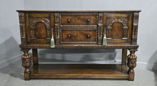 fig 1. Superb Oak and Burr Walnut Elizabethan Sideboard