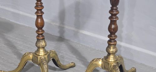 PAIR MAHOGANY AND BRASS TORCHERE STANDS - ADDITIONAL PHOTO 5