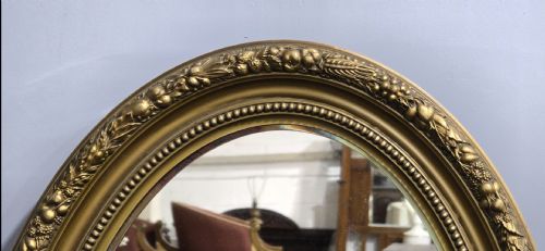 SUPER VICTORIAN GILT OVAL MIRROR - ADDITIONAL PHOTO 1