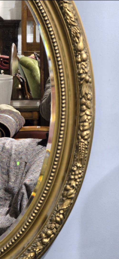 SUPER VICTORIAN GILT OVAL MIRROR - ADDITIONAL PHOTO 4