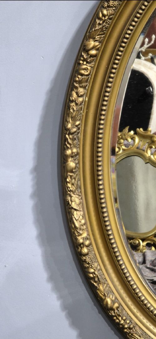 SUPER VICTORIAN GILT OVAL MIRROR - ADDITIONAL PHOTO 5