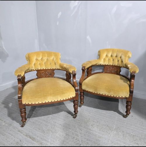 Fine Pair Victorian Tub Chairs