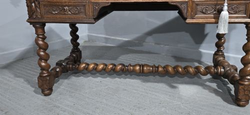 SUPER CARVED OAK DESK - ADDITIONAL PHOTO 4