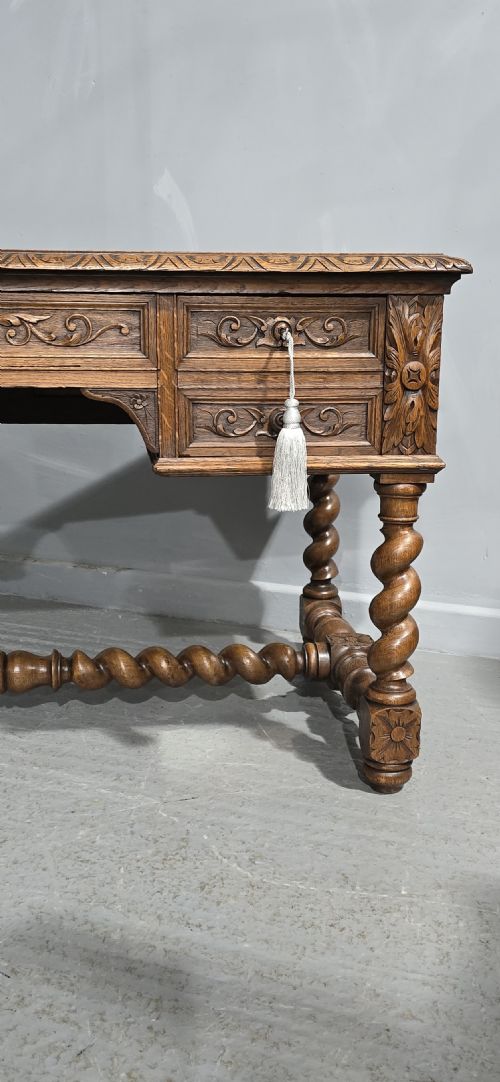 SUPER CARVED OAK DESK - ADDITIONAL PHOTO 6