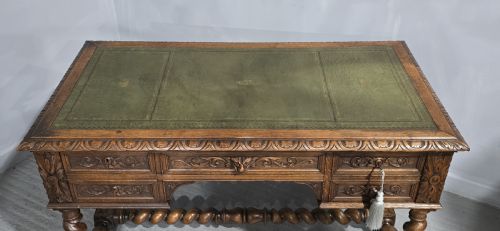 SUPER CARVED OAK DESK - ADDITIONAL PHOTO 7