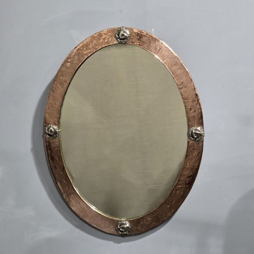 fig 1. Arts and Crafts Oval Copper Mirror