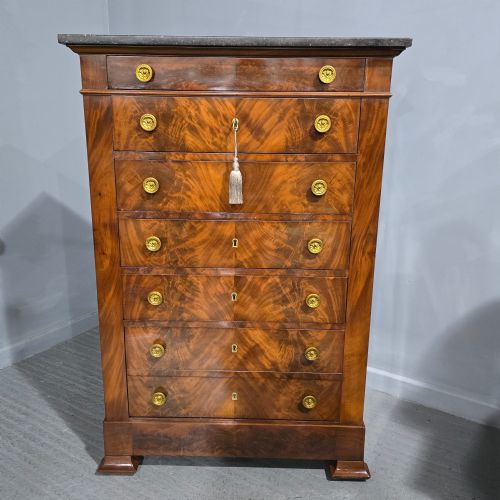 fig 1. Super French Tall Chest of Mahogany Drawers