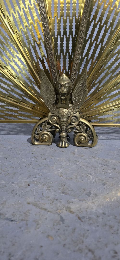 BRASS PEACOCK FIRE SCREEN - ADDITIONAL PHOTO 2