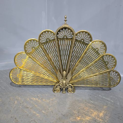 BRASS PEACOCK FIRE SCREEN