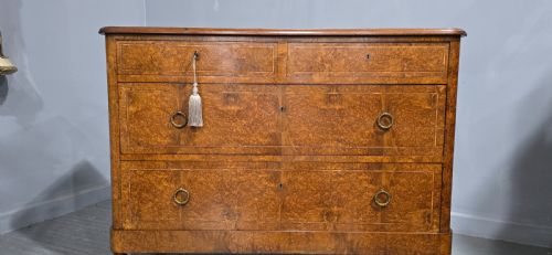 SUPERB FRENCH AMBOYNA COMMODE CHEST OF DRAWERS - ADDITIONAL PHOTO 2