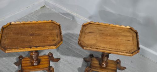 PAIR ENGLISH WALNUT INLAID WINE TABLES - ADDITIONAL PHOTO 6