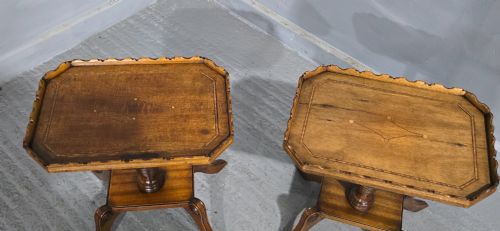 PAIR ENGLISH WALNUT INLAID WINE TABLES - ADDITIONAL PHOTO 9