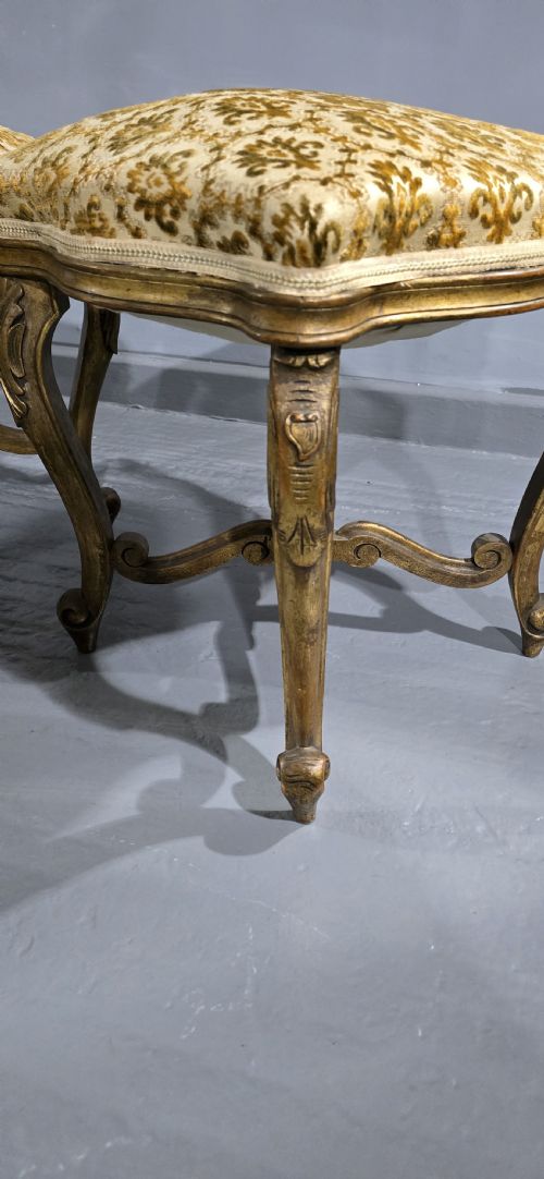 PAIR FRENCH GILT STOOLS - ADDITIONAL PHOTO 3