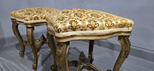 PAIR FRENCH GILT STOOLS - ADDITIONAL PHOTO 6
