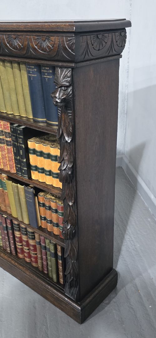 SUPER CARVED OAK OPEN ADJUSTABLE LIBRARY BOOKCASE - ADDITIONAL PHOTO 1