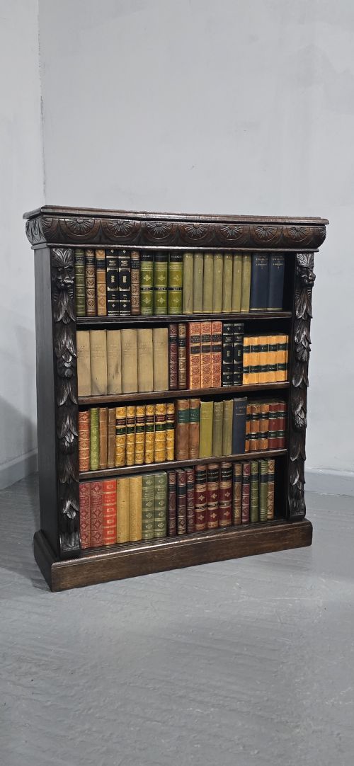 SUPER CARVED OAK OPEN ADJUSTABLE LIBRARY BOOKCASE - ADDITIONAL PHOTO 2