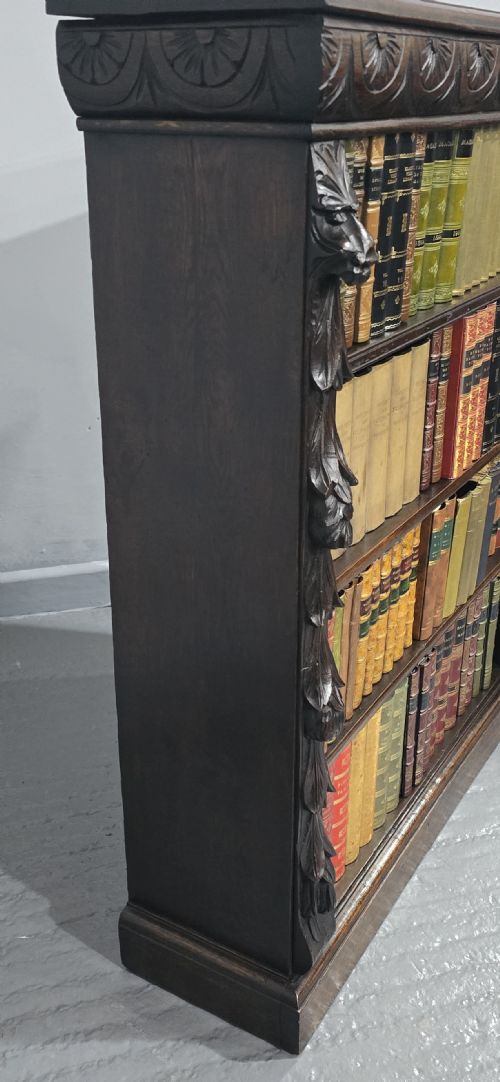 SUPER CARVED OAK OPEN ADJUSTABLE LIBRARY BOOKCASE - ADDITIONAL PHOTO 3